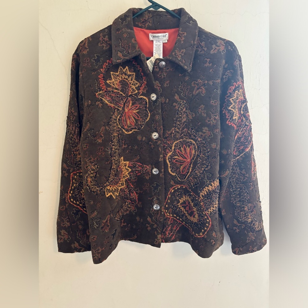 Coldwater Creek vintage embroidered button down jacket Petite XLP